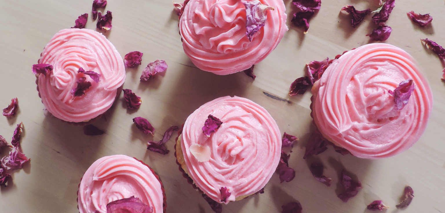 Rose Water Cupcakes with Rose Syrup Buttercream Frosting Rose des Champs